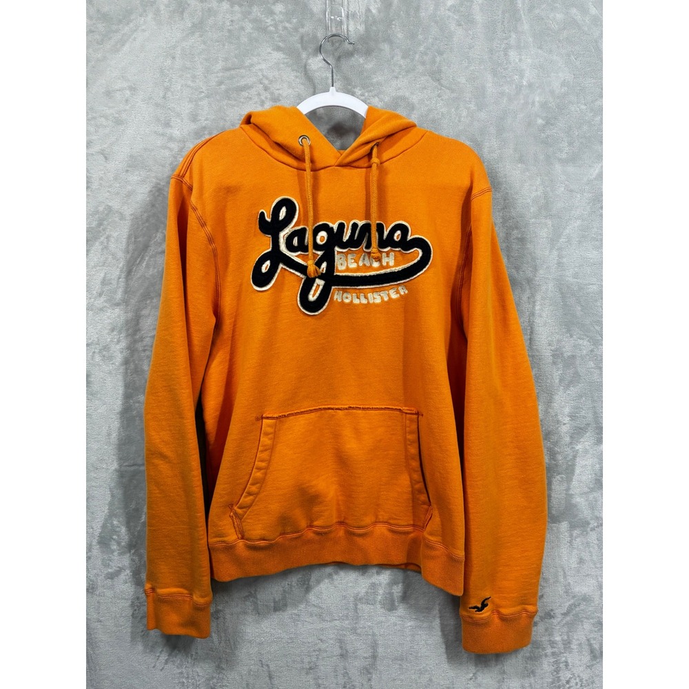 Hollister Laguna Beach Orange Graphic Pullover Hoodie Mens Large California Surf